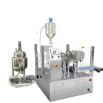 લિક્વિડ અને પેસ્ટ માટે પિસ્ટન ફિલર સાથે ઓટોમેટિક પ્રી-મેડ બેગ ફિલ સીલ પેકેજિંગ
