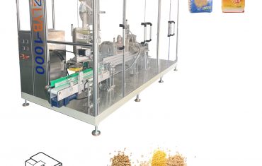 Automatic flat bottom bag forming filling and top sticker packaging machine