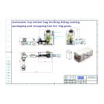 ટોચની સ્ટીકર બેગ સાથે સ્વચાલિત ફ્લેટ બોટમ બેગ ફોર્મિંગ ફિલિંગ સીલિંગ પેકેજિંગ રેપિંગ લાઇન અમારા ક્લાયન્ટ દ્વારા ઓર્ડર છે